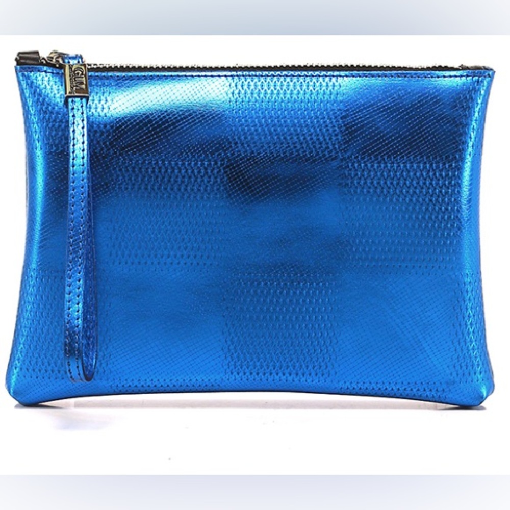 NWT - GUM Gianni Chiarini Design Blue Iridescent Clutch with Wristlet